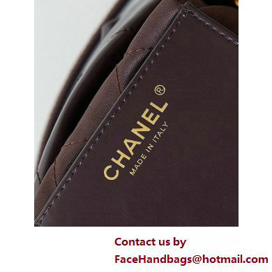 Chanel Shiny Calfskin  &  Gold-Tone Metal CHANEL 22 Mini Handbag AS3980 Dark Burgundy